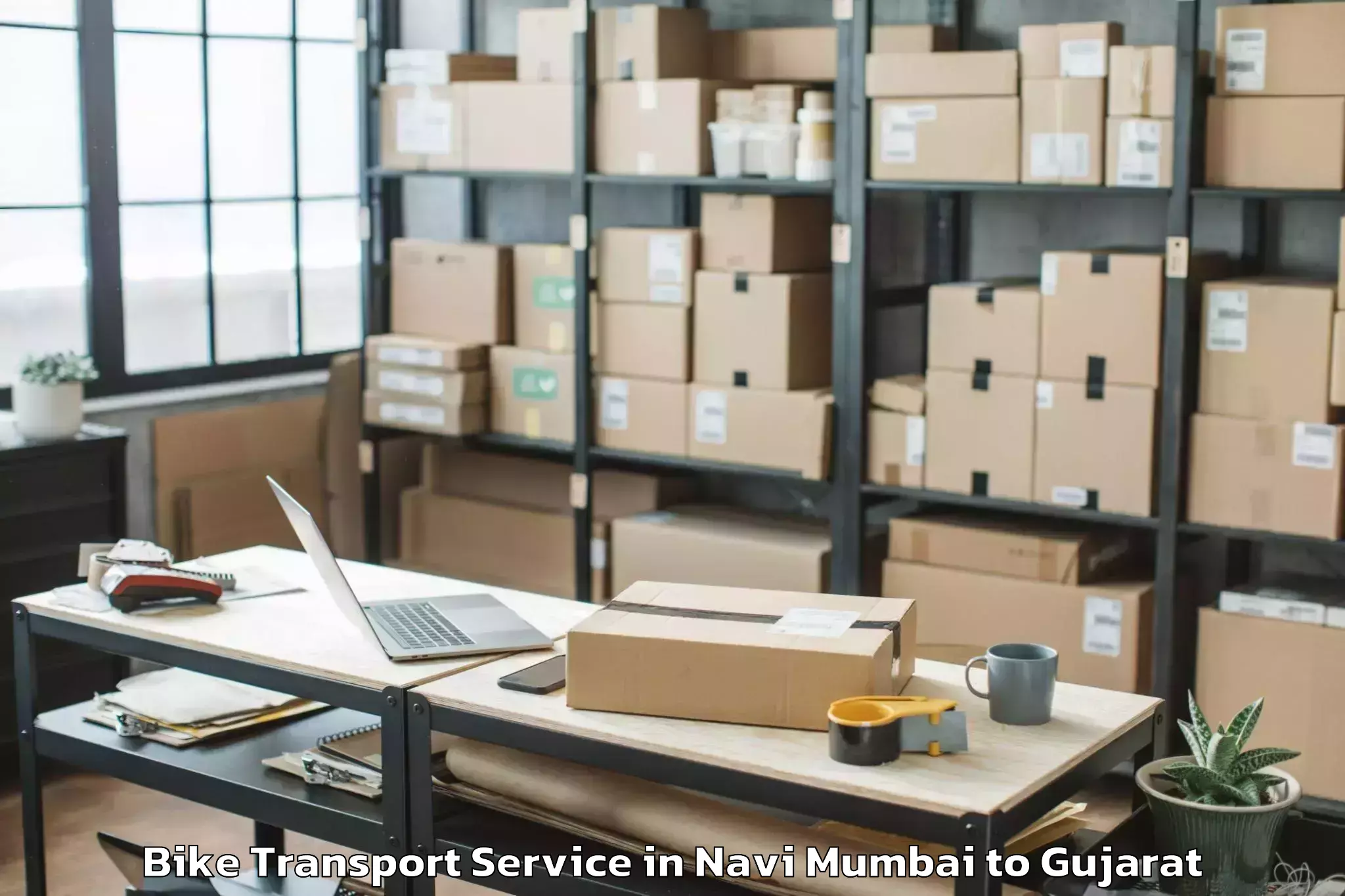 Reliable Navi Mumbai to Khambhat Bike Transport